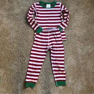 Hanna Andersson Red and White striped pajamas 4 100 green accents
